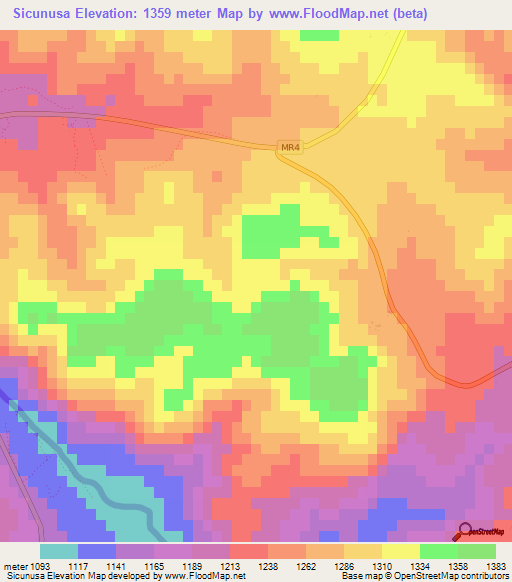 Sicunusa,Swaziland Elevation Map