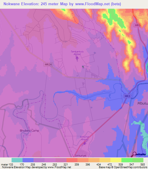 Nokwane,Swaziland Elevation Map