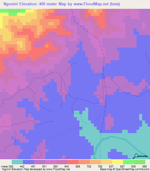 Ngonini,Swaziland Elevation Map