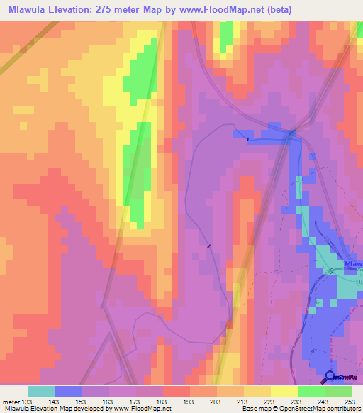 Mlawula,Swaziland Elevation Map