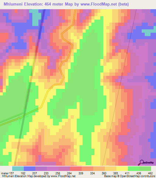Mhlumeni,Swaziland Elevation Map