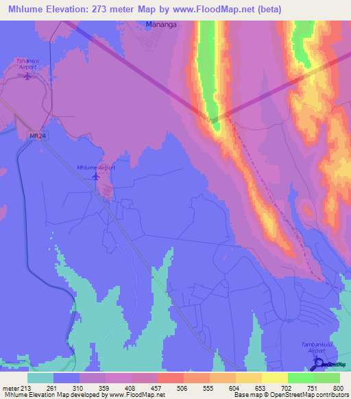 Mhlume,Swaziland Elevation Map