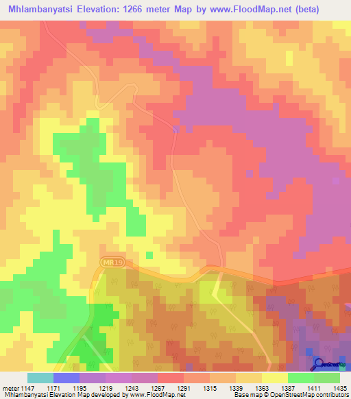Mhlambanyatsi,Swaziland Elevation Map