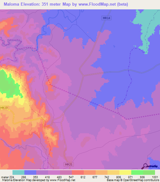 Maloma,Swaziland Elevation Map