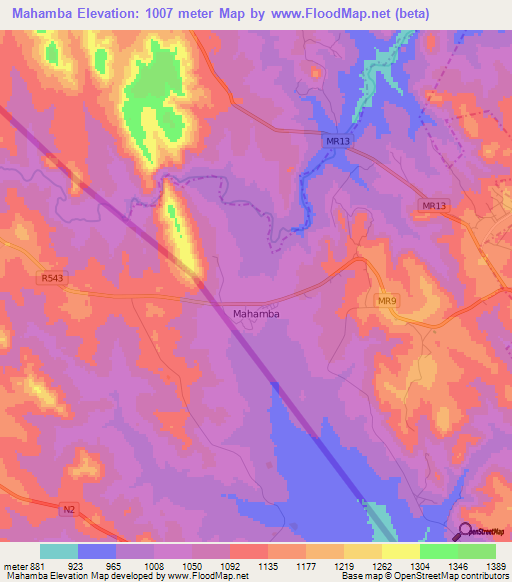 Mahamba,Swaziland Elevation Map
