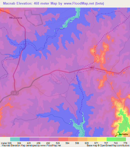 Macnab,Swaziland Elevation Map