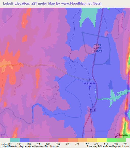 Lubuli,Swaziland Elevation Map