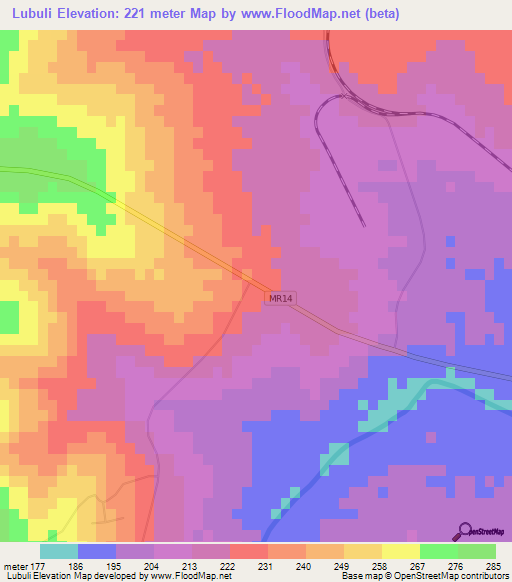 Lubuli,Swaziland Elevation Map