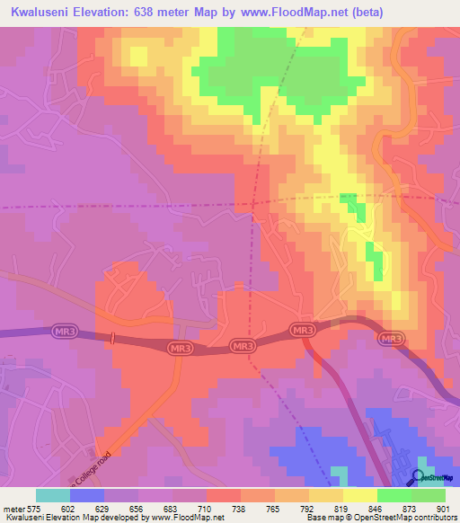 Kwaluseni,Swaziland Elevation Map