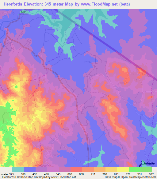 Herefords,Swaziland Elevation Map