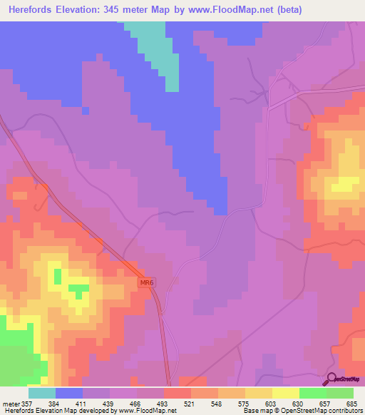Herefords,Swaziland Elevation Map