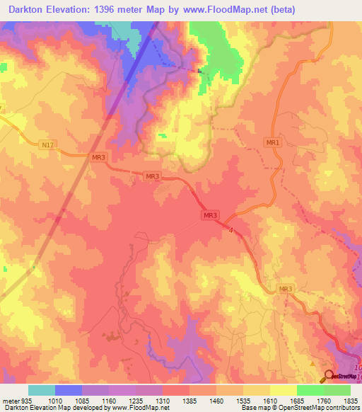 Darkton,Swaziland Elevation Map