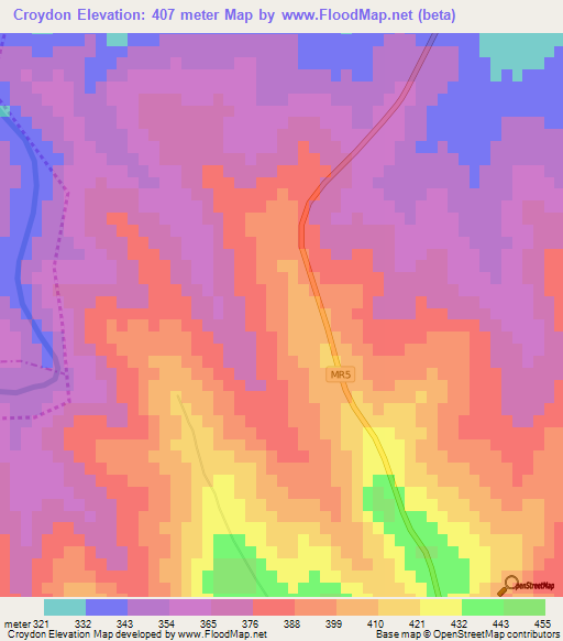Croydon,Swaziland Elevation Map