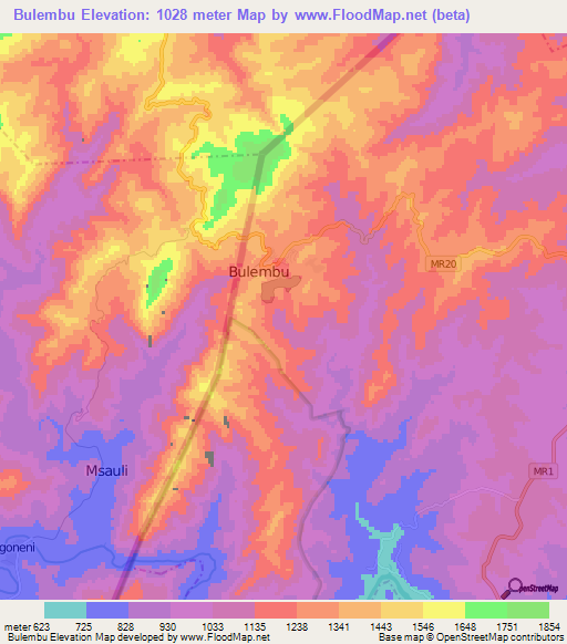 Bulembu,Swaziland Elevation Map