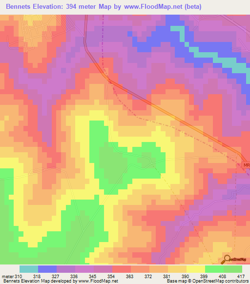 Bennets,Swaziland Elevation Map
