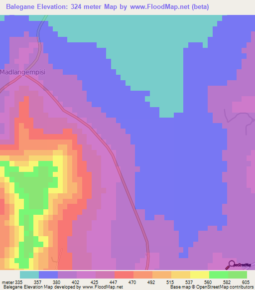 Balegane,Swaziland Elevation Map