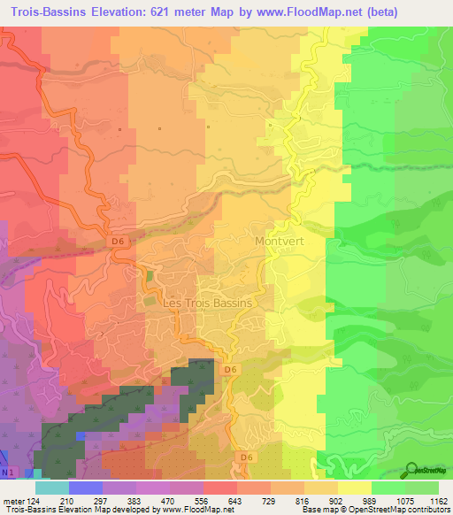 Trois-Bassins,Reunion Elevation Map