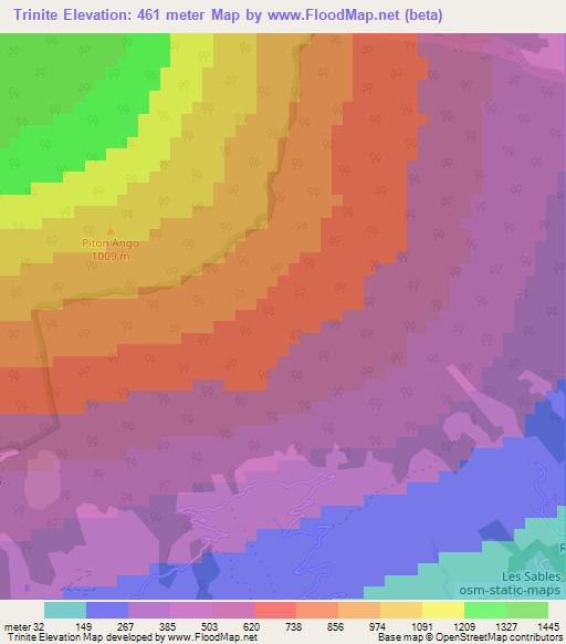 Trinite,Reunion Elevation Map
