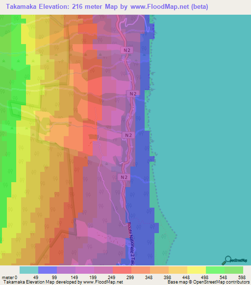 Takamaka,Reunion Elevation Map