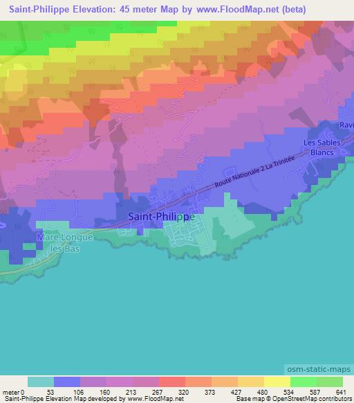 Saint-Philippe,Reunion Elevation Map