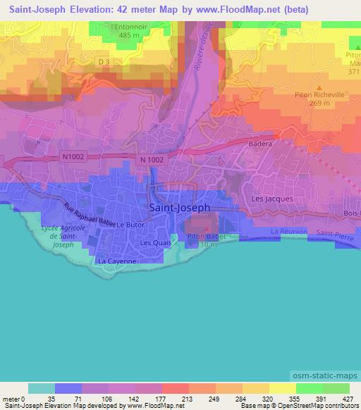 Saint-Joseph,Reunion Elevation Map