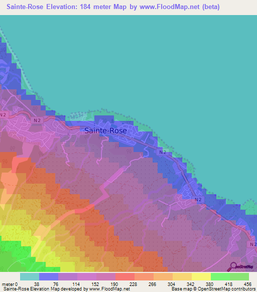Sainte-Rose,Reunion Elevation Map