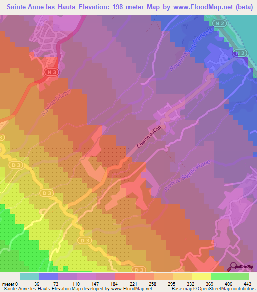 Sainte-Anne-les Hauts,Reunion Elevation Map