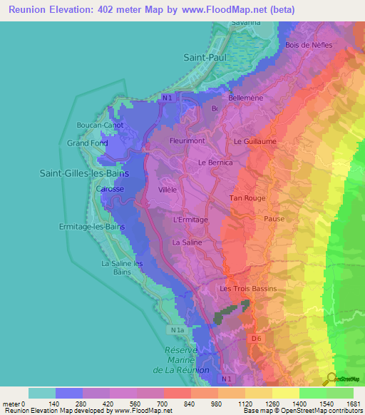 Reunion,Reunion Elevation Map
