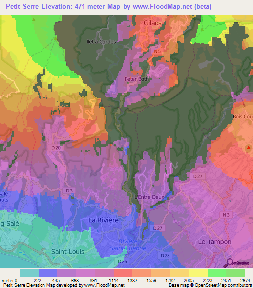 Petit Serre,Reunion Elevation Map