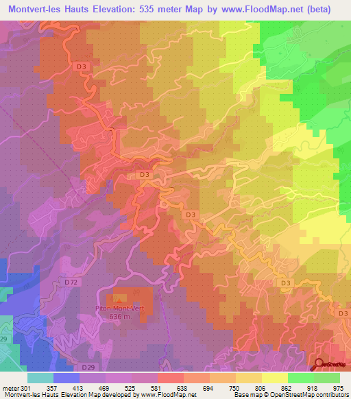 Montvert-les Hauts,Reunion Elevation Map