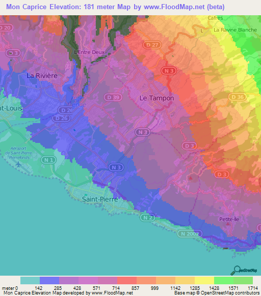 Mon Caprice,Reunion Elevation Map