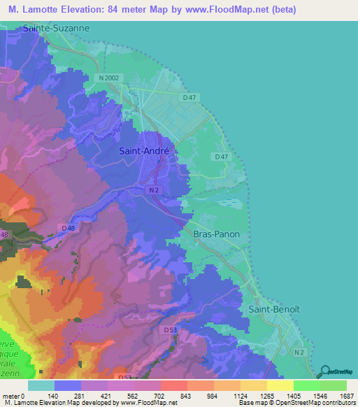M. Lamotte,Reunion Elevation Map