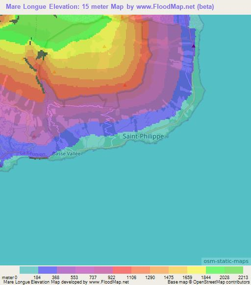 Mare Longue,Reunion Elevation Map