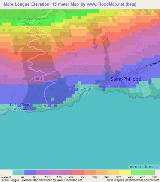Mare Longue,Reunion Elevation Map