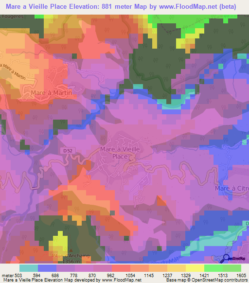 Mare a Vieille Place,Reunion Elevation Map