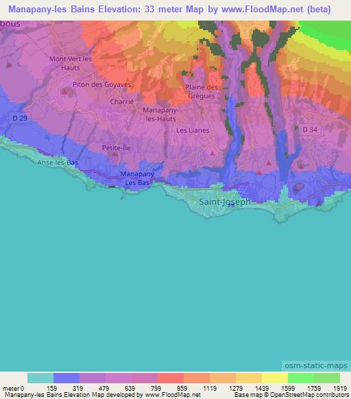 Manapany-les Bains,Reunion Elevation Map