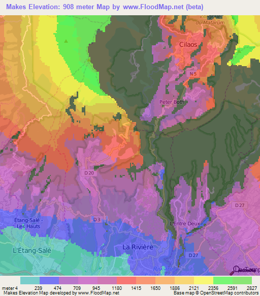 Makes,Reunion Elevation Map