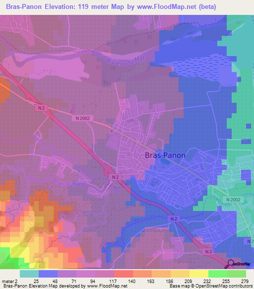 Bras-Panon,Reunion Elevation Map