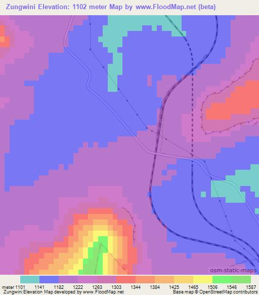 Zungwini,South Africa Elevation Map