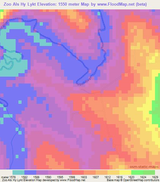 Zoo Als Hy Lykt,South Africa Elevation Map