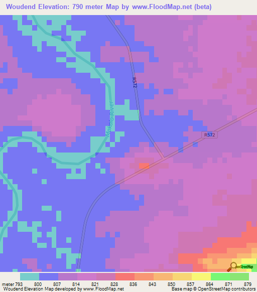 Woudend,South Africa Elevation Map