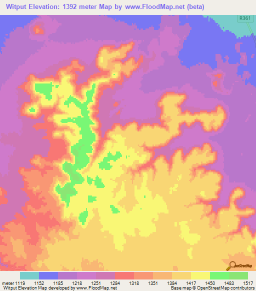 Witput,South Africa Elevation Map