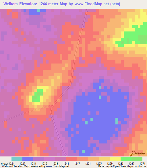 Welkom,South Africa Elevation Map