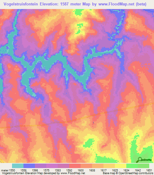 Vogelstruisfontein,South Africa Elevation Map