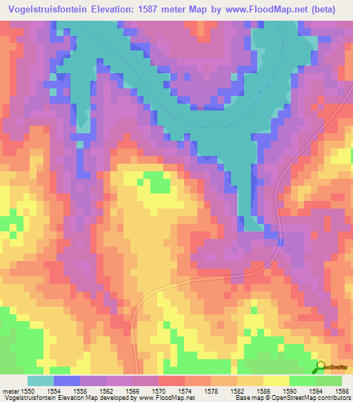 Vogelstruisfontein,South Africa Elevation Map