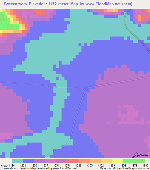 Tweetstroom,South Africa Elevation Map