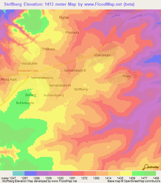 Stoffberg,South Africa Elevation Map