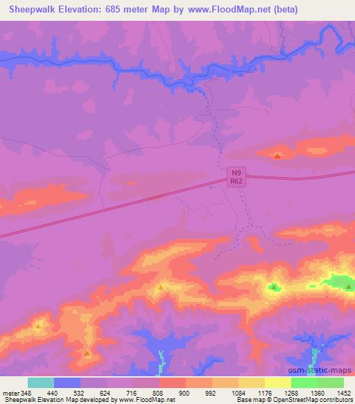 Sheepwalk,South Africa Elevation Map