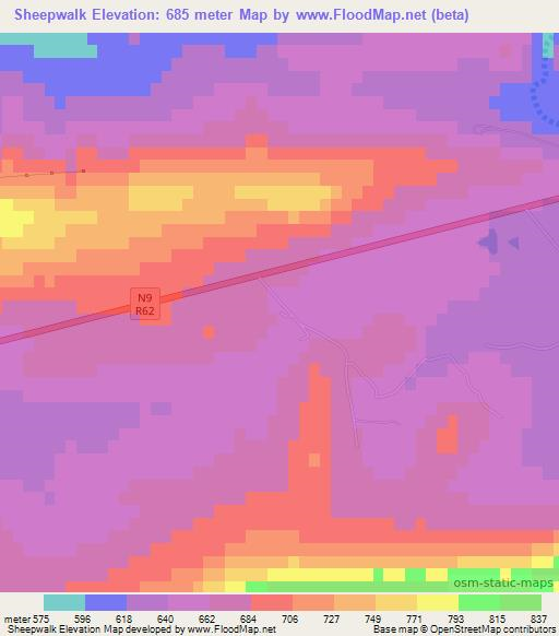 Sheepwalk,South Africa Elevation Map
