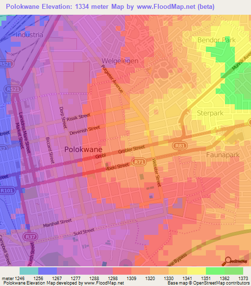 Elevation of Polokwane,South Africa Elevation Map, Topography, Contour